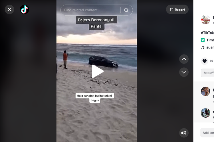 Pajero Sport terjebak di pasir pantai di Bali