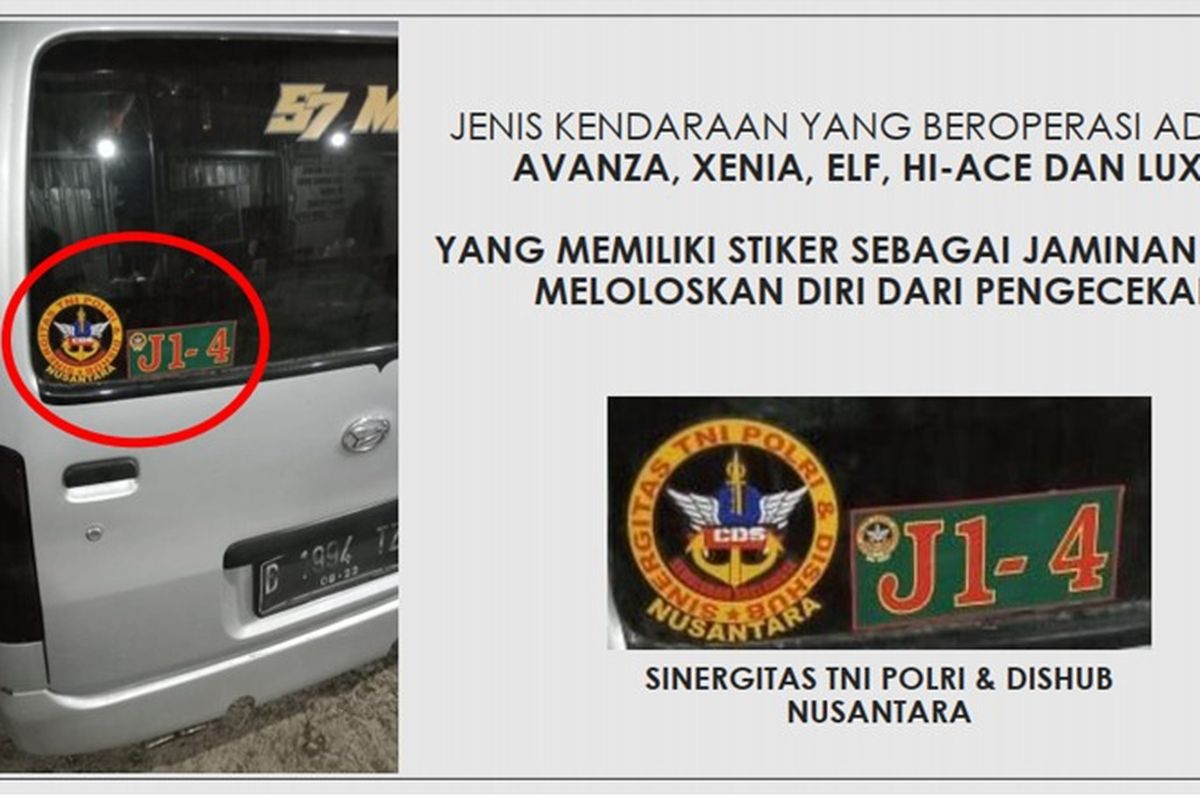 Beredar stiker Sinergitas TNI Polri dan Dishub Nusantara untuk Travel Gelap