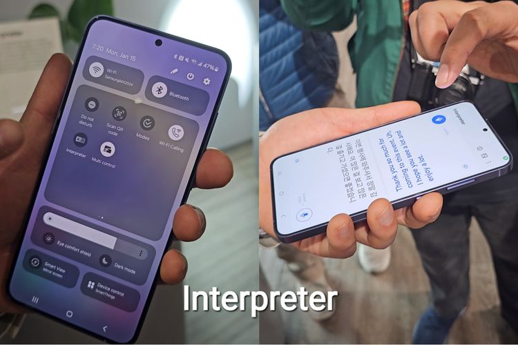 Fitur penerjemah atau Interpreter di Galaxy AI.