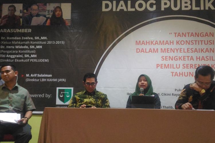 Direktur Eksekutif Perkumpulan untuk Pemilu dan Demokrasi (Perludem), Titi Anggraini, dalam diskusi di Cikini, Jakarta Pusat, Jumat (17/5/2019). 