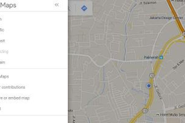 Google Maps versi desktop dengan tampilan antarmuka baru.