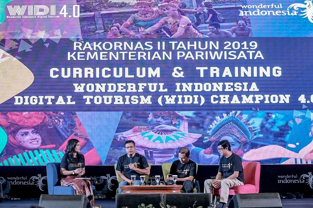 Rapat Koordinasi Nasional (Rakornas) Kementerian Pariwisata (Kemenpar) II Tahun 2019 kali ini mengusung tema Curriculum & Training Wonderful Indonesia Digital Tourism (WIDI) Champion 4.0 dan diselenggarakan di Balairung Soesilo Soedarman, Gedung Sapta Pesona, Kantor Kemenpar, Jakarta, Kamis (4/7/2019). 