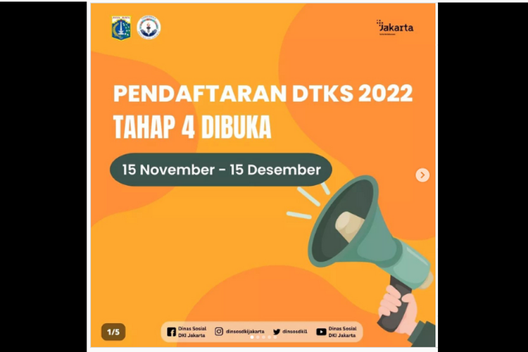 Pendaftaran DTKS 2022 tahap 4 dibuka