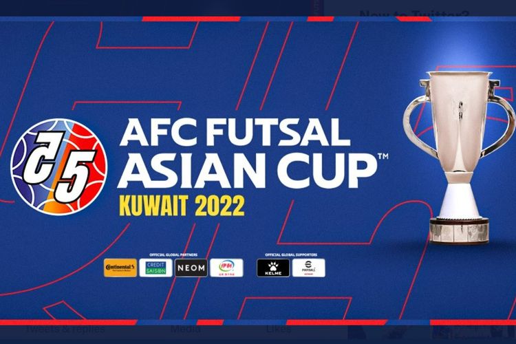 Logo AFC Futsal Cup atau Piala Asia Futsal 2022. Pada pertandingan pertama, Rabu (28/9/2022), Indonesia kalah 0-5 dari Iran. Selanjutnya, timnas futsal Indonesia akan melawan Lebanon pada laga kedua fase grup, Jumat (20/9/2022) malam WIB. Terkini, timnas futsal Indonesia telah memastikan satu tempat di perempat final AFC Futsal Cup 2022. Indonesia lolos ke delapan besar seusai menempati peringkat kedua klasemen Grup C. Namun, Indonesia takluk dari Jepang saat berjuang di perempat final. Kini, AFC Futsal Cup 2022 telah merampungkan babak semifinal. Hasilnya, Iran dan Jepang sukses melaju ke partai puncak. (Sumber foto: Tangkapan layar Twitter @afcasiancup)