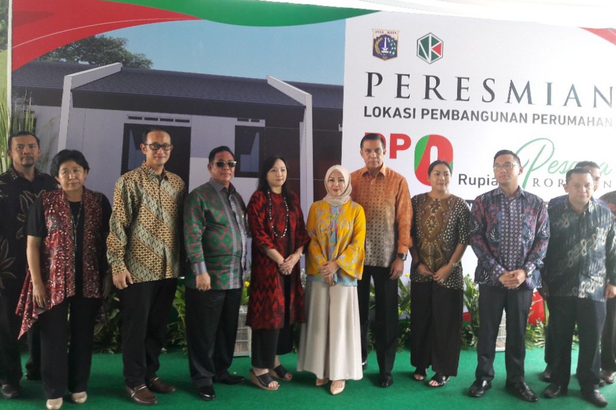 Acara peletakkan batu pertama proyek rumah DP 0 Rupiah di Rorotan, Jakarta Utara, Rabu (28/2/2018)