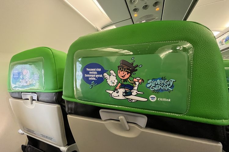 Potrait livery khusus bertema keberlanjutan, kolaborasi antara Citilink Indonesia dan Aqua, di Hangar 2 GMF Soekarno Hatta, Jumat (13/2/2026). 
