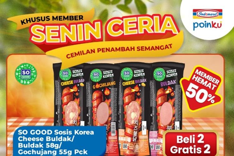 Promo Indomaret Senin Ceria, Tebus Murah Sosis So Good Beli 2 Gratis 2