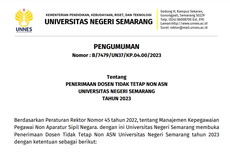 Lowongan Kerja Dosen Tetap Non-ASN Unnes 2023, Ini Persyaratannya