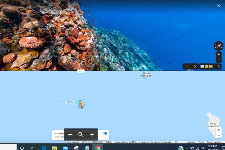 Tangkapan layar peta bawah laut untuk belajar Flora dan Fauna lewat Google 