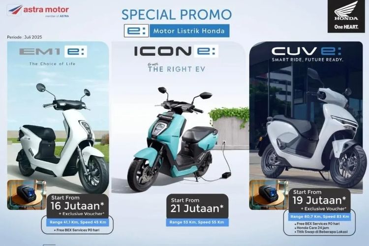 Diskon motor listrik Honda pada Juli 2025 tembus puluhan juta rupiah.