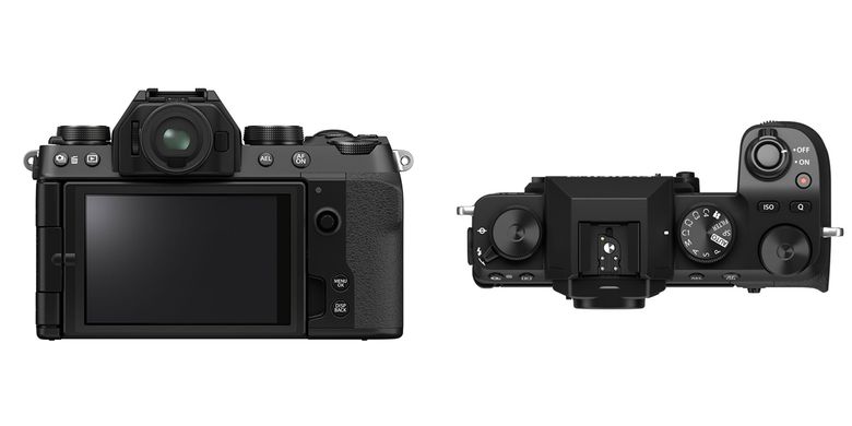 Tampak belakang dan top panel dari Fujifilm X-S10