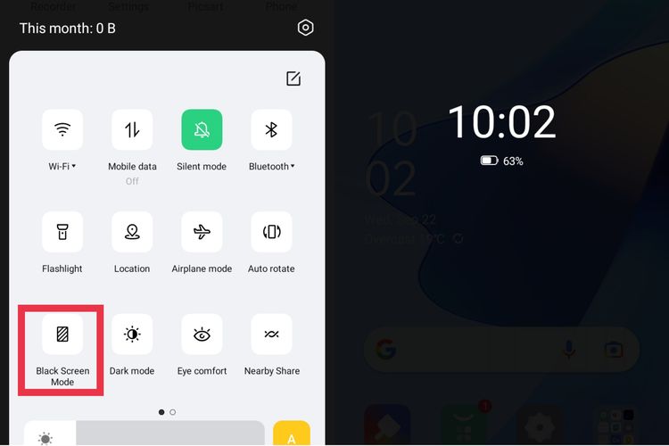 Cara mengaktifkan fitur Black Screen Mode di Oppo A16.