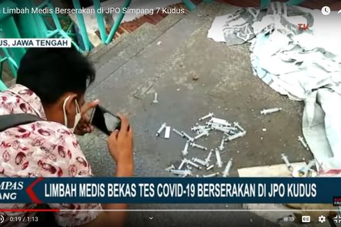 Limbah Medis Berserakan di Jembatan Penyeberangan Orang Kudus