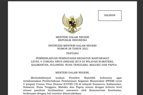 Aturan Lengkap PPKM Level 4 Wilayah Luar Jawa 3-9 Agustus 2021    