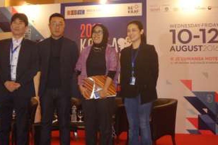 Konferensi pers Korea Indonesia Cinema Global Networking di JS Luwansa, Jakarta Selatan, Rabu (10/8/2016).
