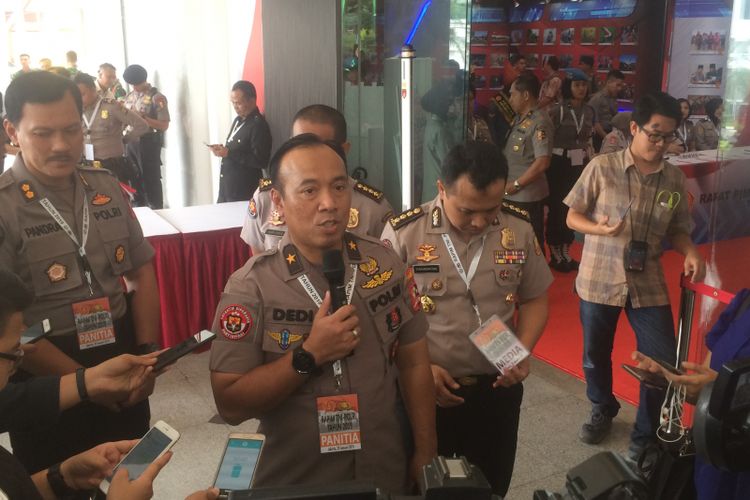 Kepala Biro Penerangan Masyarakat Divisi Humas Polri Brigjen Pol Dedi Prasetyo di Gedung STIK-PTIK, Jakarta Selatan, Selasa (29/1/2019).