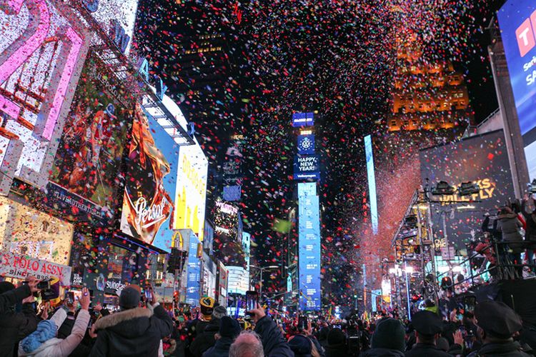 Suasana Tahun Baru di Times Square