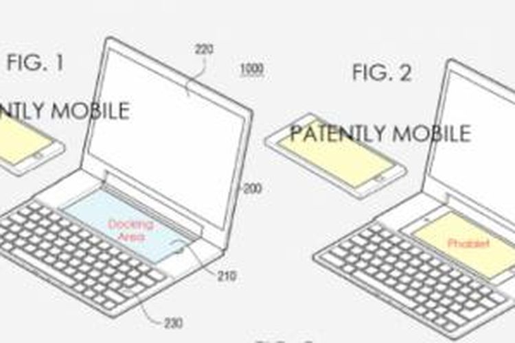 Rancangan paten Samsung soal ponsel jumbo yang dapat diubah menjadi laptop