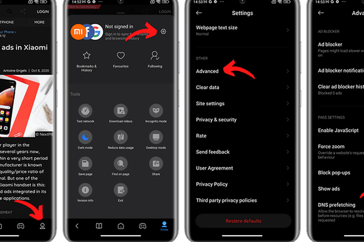 Cara nonaktifkan iklan di browser ponsel Xiaomi berbasis MIUI 13.
