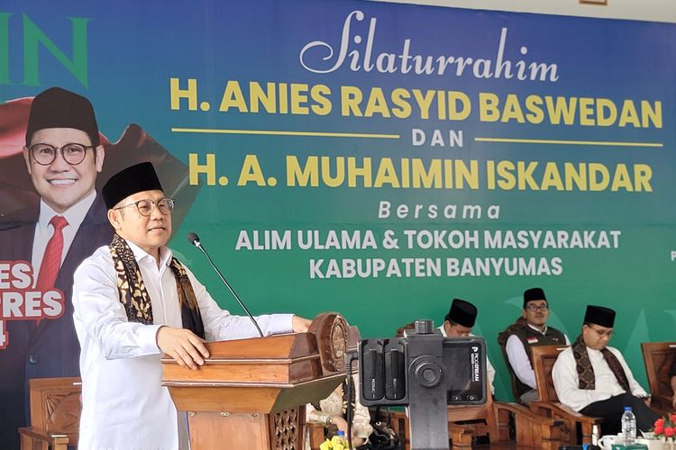 Bacawapres Muhaimin Iskandar di Pondok Pesantren Darussalam, Dukuhwaluh, Banyumas, Jawa Tengah, Selasa (3/10/2023)
