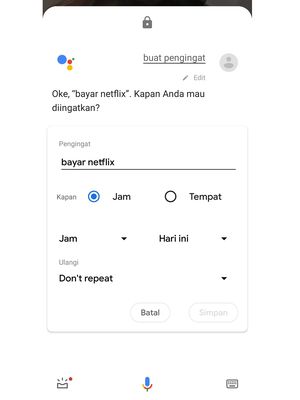 Ilustrasi membuat pengingat menggunakan Google Assistant ketika ponsel dalam keadaan terkunci.