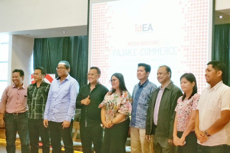 Acara Media Brifieng oleh Asosiasi E-Commerce Indonesia (Idea) di EV Hive D.Lab di Jakarta, Selasa (30/1/2018).