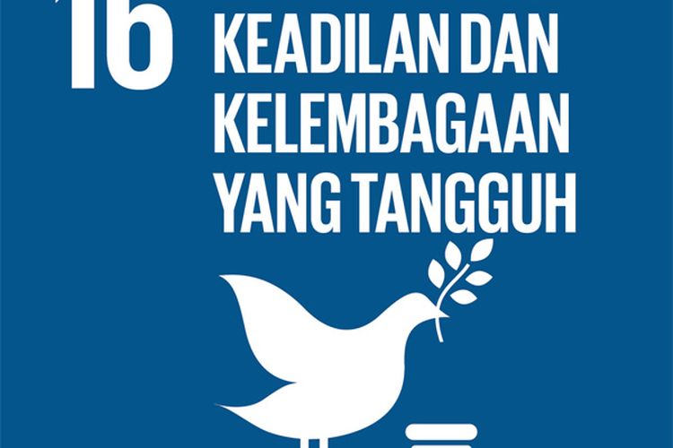 Logo tujuan 16 SDGs perdamaian, keadilan dan kelembagaan yang tangguh.