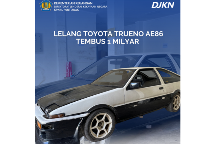 Tangkapan layar soal lelang mobil legendaris Toyota Trueno AE86 tembus Rp 1 miliar.