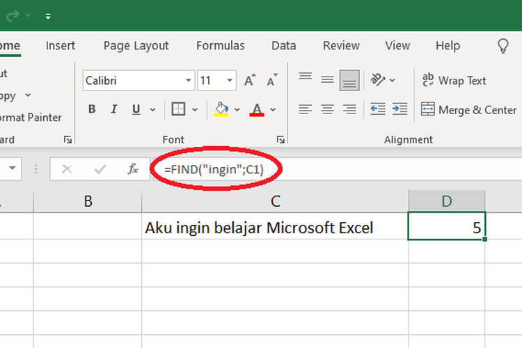 Cara menggunakan rumus FIND di Microsoft Excel.