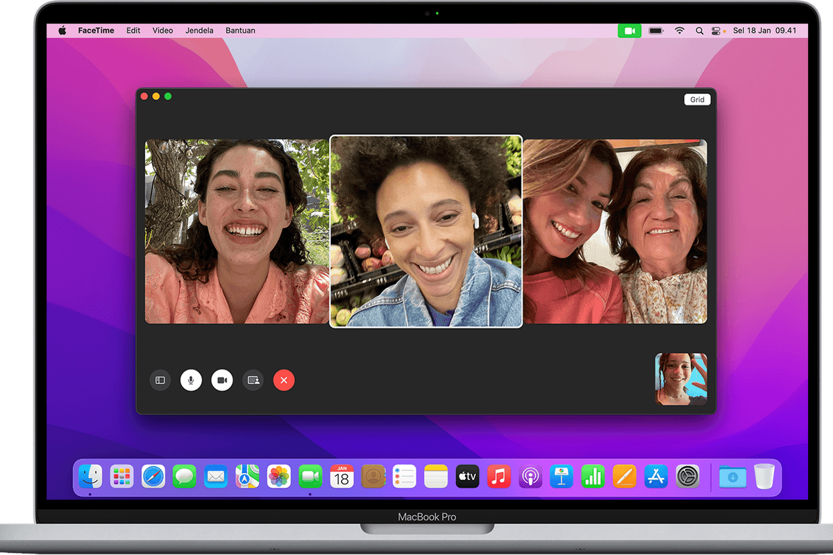 Ilustrasi cara menggunakan FaceTime di Mac