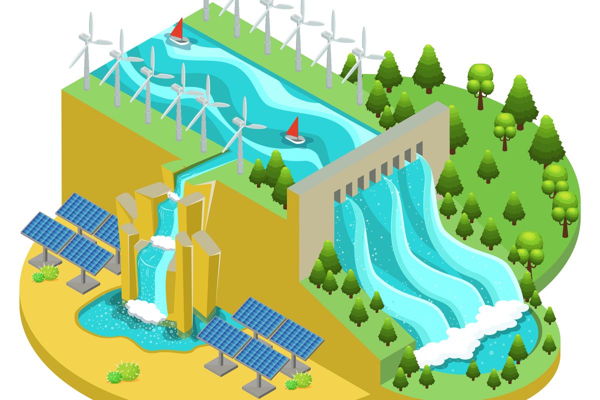 Ilustrasi sumber daya alam pembangkit listrik