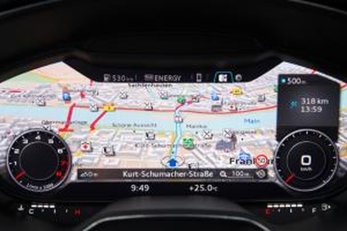Panel instrumen virtual Audi juga untuk menayangkan sistem navigasi