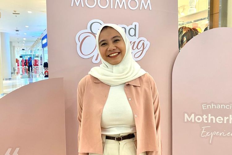 Widya Fadila pada Grand Opening MOOIMOM Store Grand Indonesia, Jakarta Pusat, Sabtu (18/1/2025).