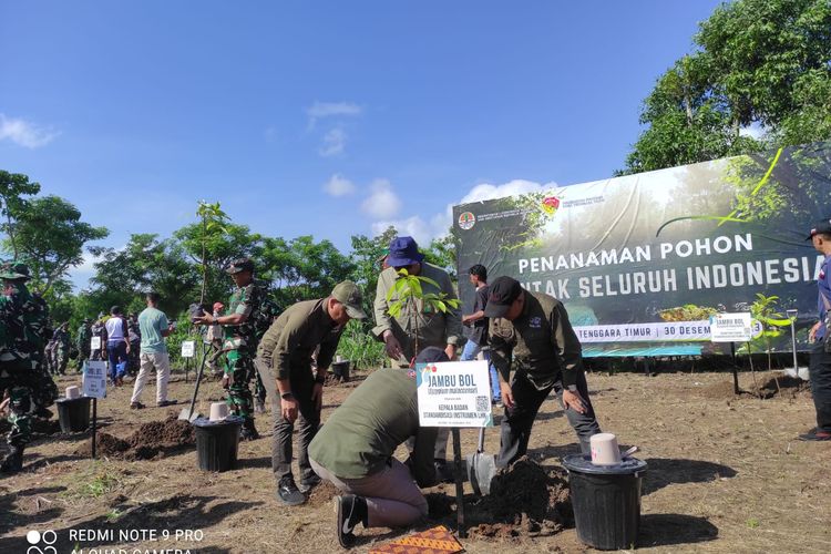 Kementerian Lingkungan Hidup dan Kehutanan (KLHK) bersama aparat Tentara Nasional Indonesia (TNI) menanam 1.500 anak pohon berbagai jenis di Kelurahan Fatukoa, Kecamatan Maulafa, Kota Kupang, Nusa Tenggara Timur (NTT).