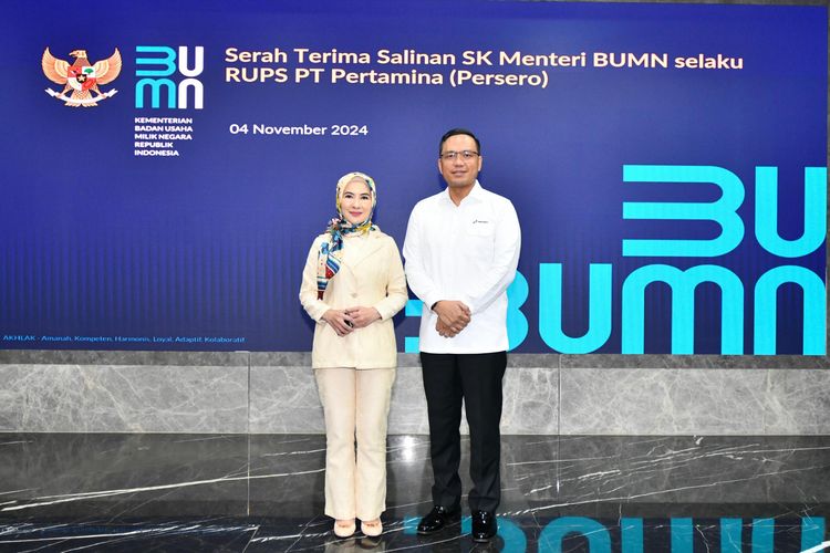 Kementerian Badan Usaha Milik Negara (BUMN) mengumumkan perubahan susunan pimpinan PT Pertamina (Persero) melalui Rapat Umum Pemegang Saham (RUPS), Senin (04/11/2024).