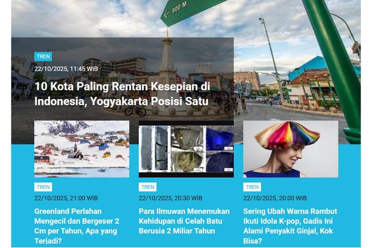 Artikel terpopuler kanal Tren, Rabu (22/10/2025).