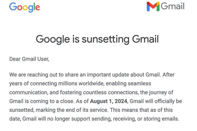 Banyak perbincangan soal penutupan Gmail tahun ini, berikut faktanya