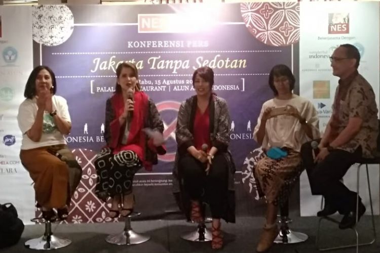 Jumpa pers Jakarta Tanpa Sedotan atau JTS di Alun-alun Indonesia, Rabu (15/8/2018).