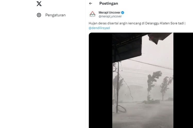 Tangkapan layar soal cuaca ekstrem di beberapa daerah di Jawa Tengah.