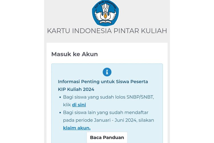 Cara Klaim Ulang Akun KIP Kuliah 2024 bagi Pendaftar Periode Januari-Juni