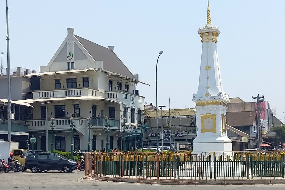 Pagar baru yang dipasang oleh Pemkot Yogyakarta di Tugu Pal Putih, Jumat (29/9/2023)