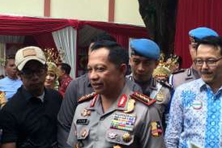 Kepala Polri Jenderal (Pol) Tito Karnavian usai menghadiri peresmian Fasilitas Kesehatan Rumah Sakit Bhayangkara Tk. I I.R. Said Sukanto, Jakarta, Selasa (20/9/2016).