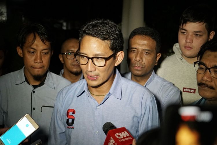 Calon wakil presiden nomor urut 02 Sandiaga Uno saat ditemui di kawasan Kalibata, Jakarta Selatan, Jumat (8/2/2019).