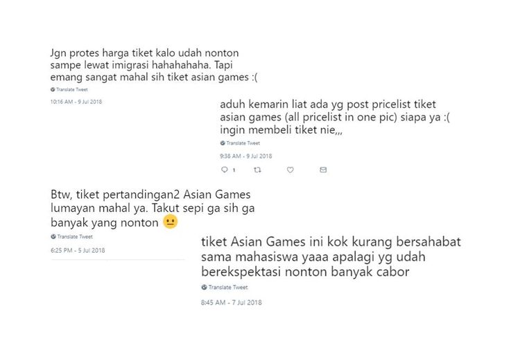 Komentar para netizen soal tiket Asian Games 2018.