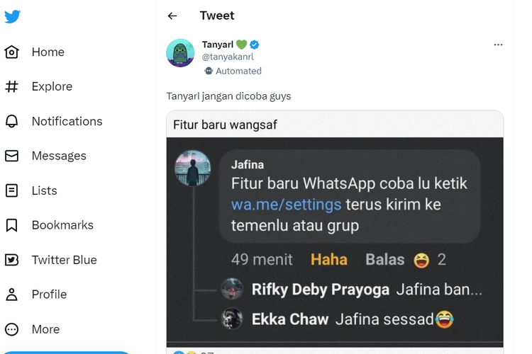 Viral jika kirim viral wa.me/settings WA eror, apa penyebabnya?