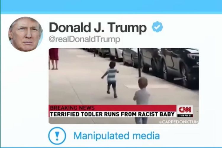 Viral video balita rasis yang diunggah Trump, rupanya presiden AS telah unggah video palsu.