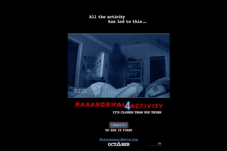 Ilustrasi Poster Paranormal Activity 4.