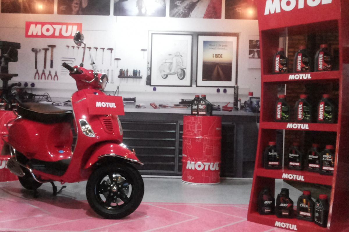 Suasana peluncuran produk oli terbaru khusus skuter dari Motul di Jakarta, Selasa (10/4/2018).