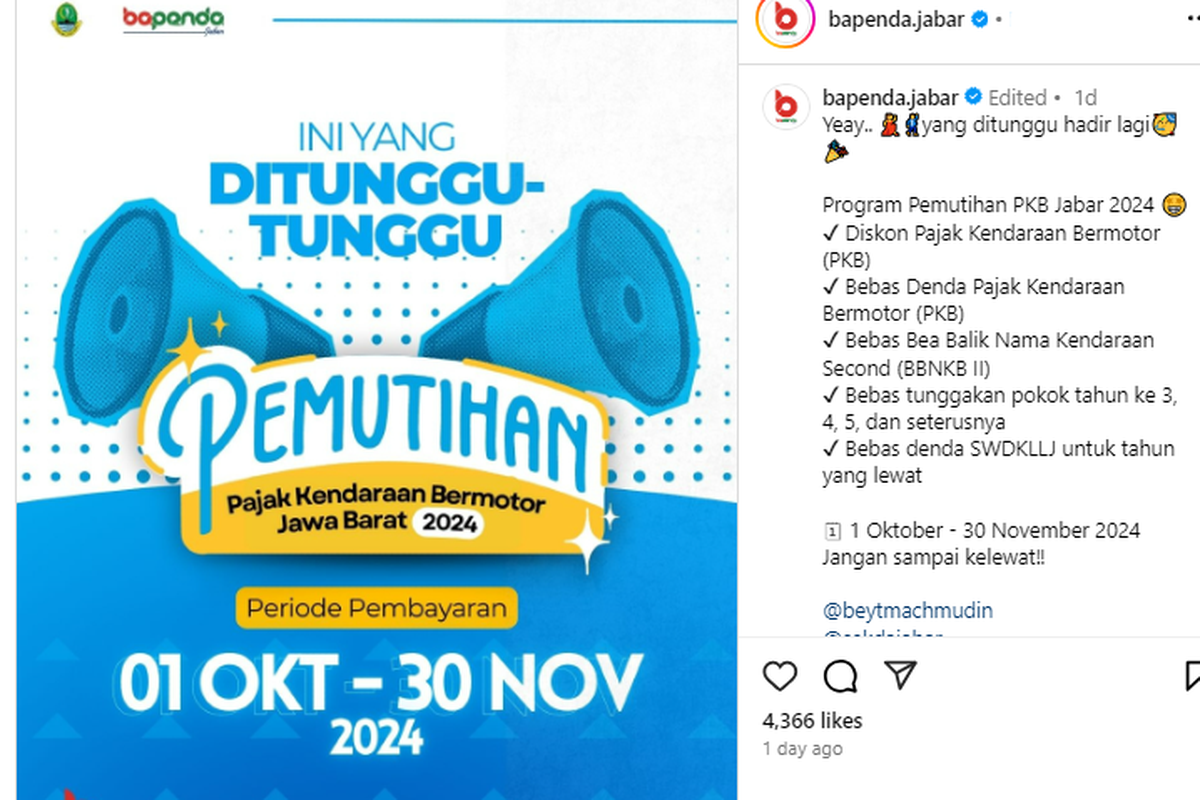 Pemutihan pajak kendaraan Jawa Barat Oktober 2024. Daftar provinsi yang menggelar pemutihan pajak kendaraan sepanjang Oktober 2024.