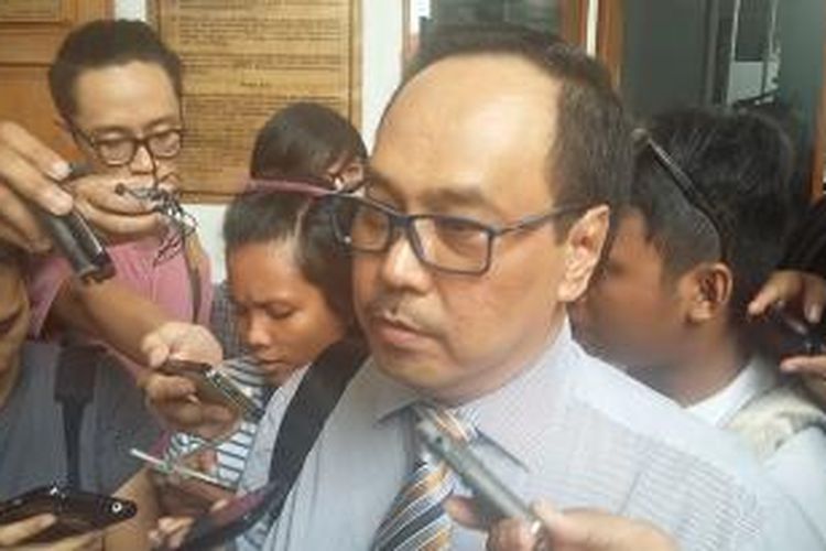 Jonas M Sihaloho, kuasa hukum mantan Direktur Pengolahan Pertamina, Suroso Atmo Martoyo, di Pengadilan Negeri Jakarta Selatan, Senin (15/6/2015).